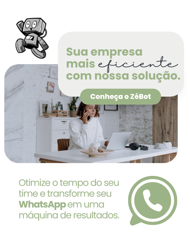 Atendente usando o zéBOT no WhatsApp — sua empresa mais eficiente